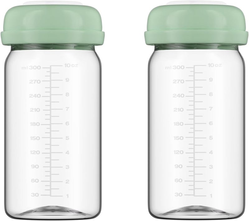 BDICOVE Breastmilk Storage Bottles Collection Bottles, 10oz Wide-Neck Breast Milk Container Compatible for Spectra S1 S2 SG Motif Luna Breast Pumps, Fit for 22oz Breast Milk Cooler & Fridge, 2 Packs - Image 1
